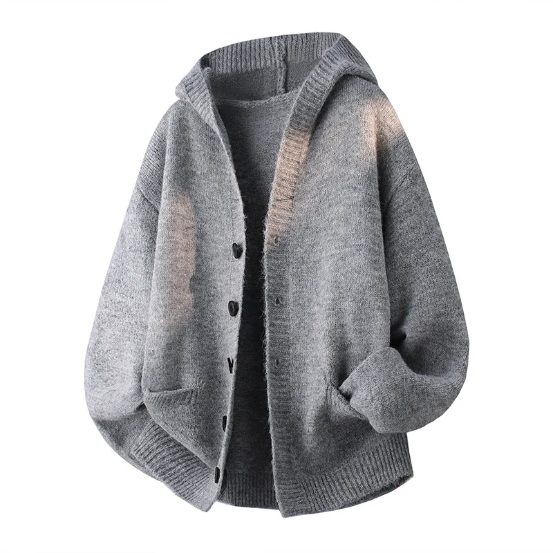 Herren Oversize-Strickcardigan mit Schalkragen, Knopfleiste und Eingrifftaschen Nord Taschen