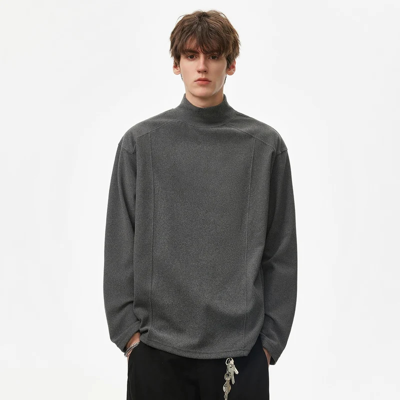 Herren Oversize Rollkragenpullover aus weichem Baumwoll‑Mix mit Raglanärmeln Nord Taschen