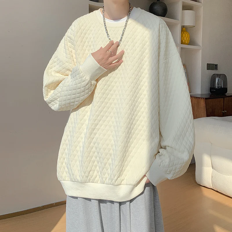 Herren Oversize-Quilt-Sweatshirt mit Rautenmuster und gerippten Bündchen Nord Taschen