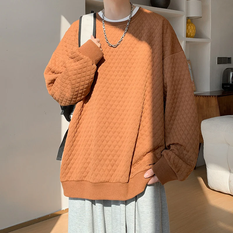 Herren Oversize-Quilt-Sweatshirt mit Rautenmuster und gerippten Bündchen Nord Taschen