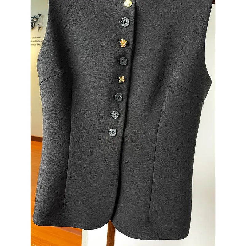 Damen Stilvolle ärmellose Blazer-Weste Nord Taschen