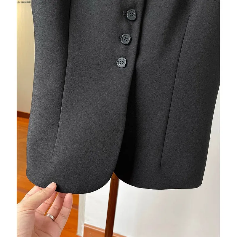 Damen Stilvolle ärmellose Blazer-Weste Nord Taschen