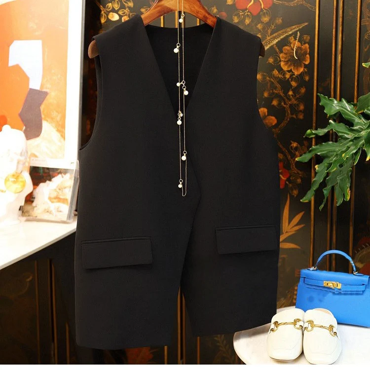 Damen Stilvolle ärmellose Blazer-Weste Nord Taschen 1789269052