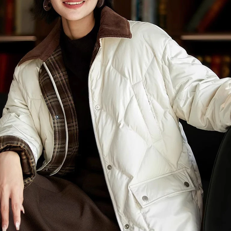 Damen Steppjacke mit karierten Akzenten Nord Taschen
