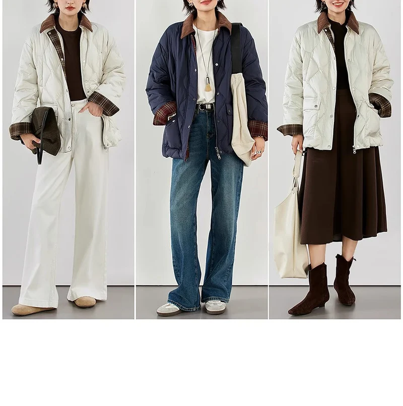 Damen Steppjacke mit karierten Akzenten Nord Taschen