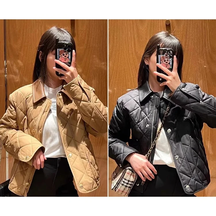 Damen Steppjacke mit hochwertigem Lederkragen Nord Taschen