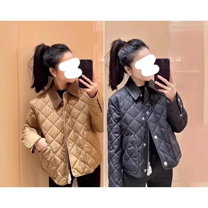 Damen Steppjacke mit hochwertigem Lederkragen Nord Taschen