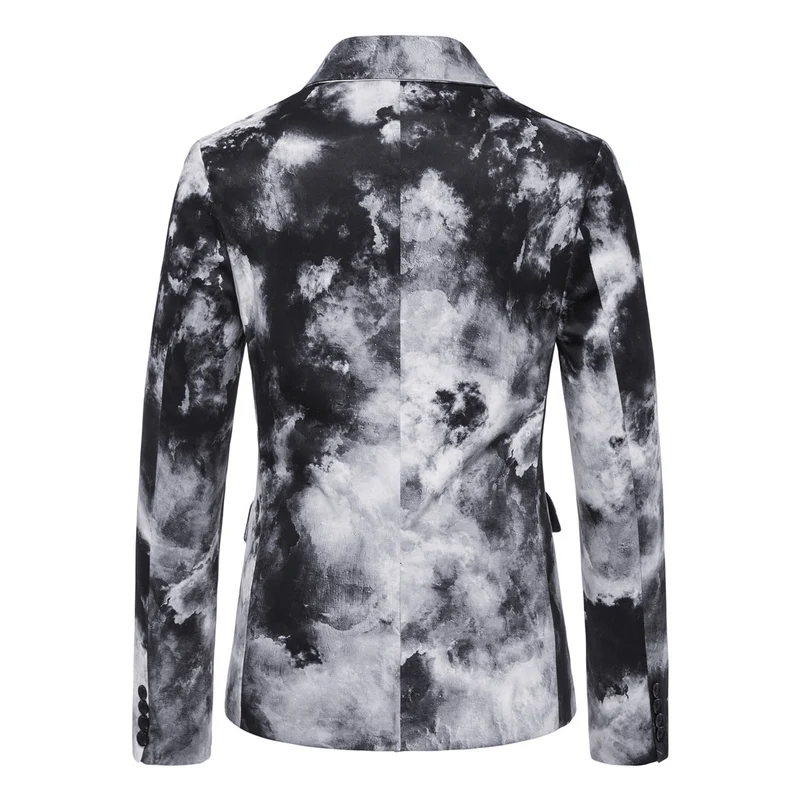 Herren Slim-Fit Sakko mit Aquarell-Print und Ein-Knopf-Verschluss Nord Taschen