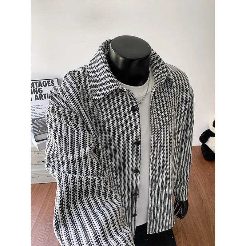 Herren Texturierte Overshirt‑Hemdjacke aus Strick mit Kentkragen Nord Taschen
