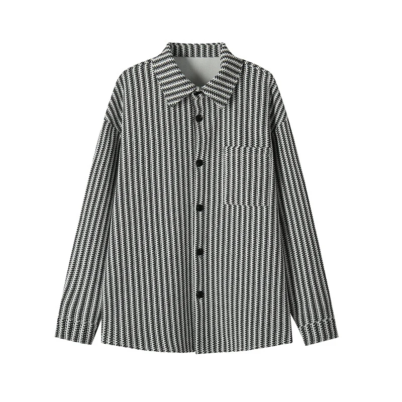 Herren Texturierte Overshirt‑Hemdjacke aus Strick mit Kentkragen Nord Taschen