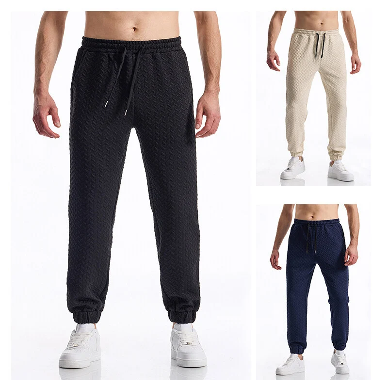 Herren Texturierte Freizeit-Jogginghose mit Elastikbund, Kordelzug und gerippten Bündchen Nord Taschen