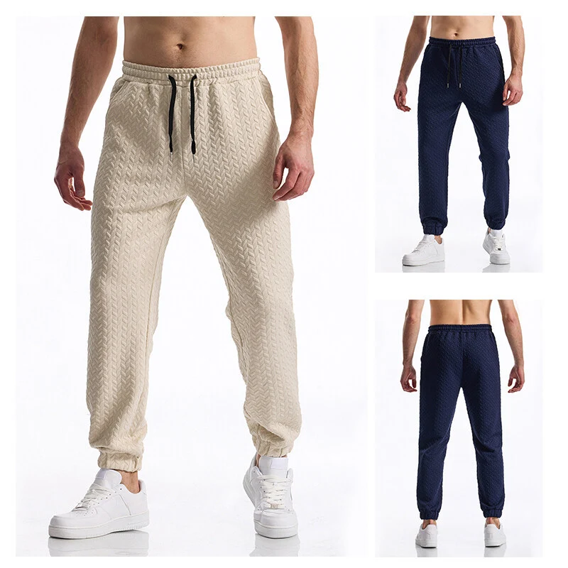 Herren Texturierte Freizeit-Jogginghose mit Elastikbund, Kordelzug und gerippten Bündchen Nord Taschen