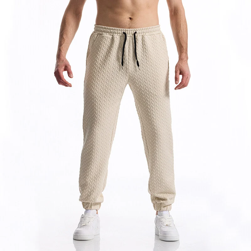 Herren Texturierte Freizeit-Jogginghose mit Elastikbund, Kordelzug und gerippten Bündchen Nord Taschen