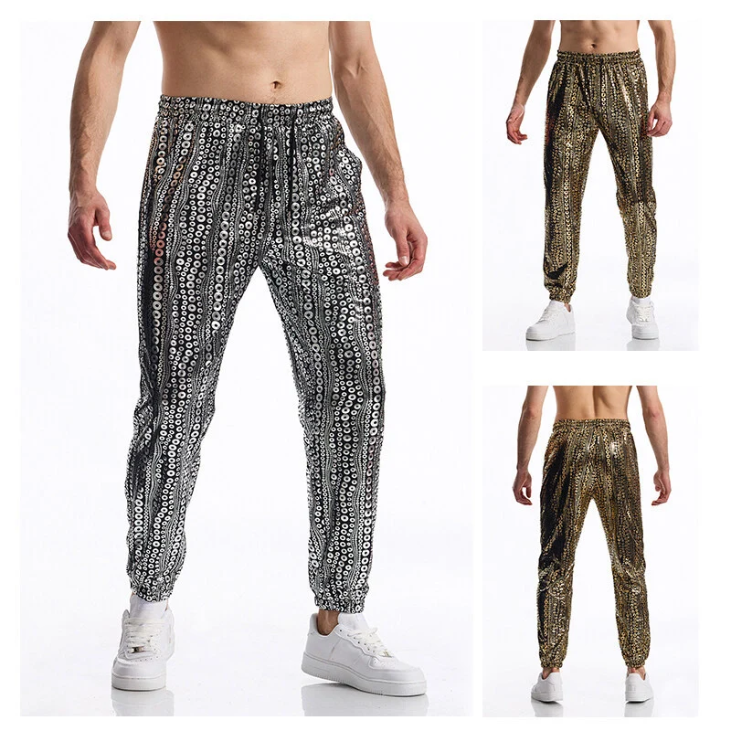 Herren Tapered Jogginghose mit elastischem Bund, Kordelzug und metallischem Kreisprint Nord Taschen