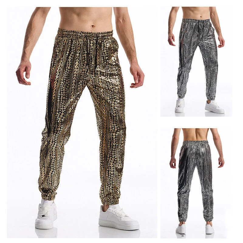 Herren Tapered Jogginghose mit elastischem Bund, Kordelzug und metallischem Kreisprint Nord Taschen