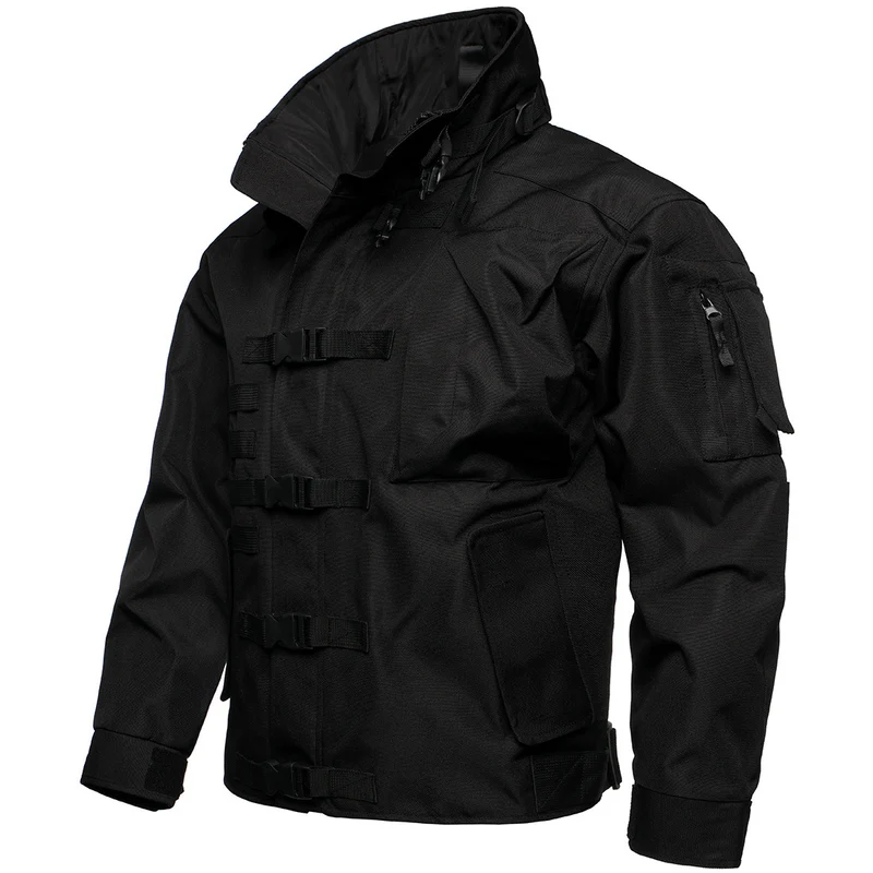 Herren Taktische Feldjacke mit modularen Steckverschlüssen und verstaubarer Kapuze Nord Taschen
