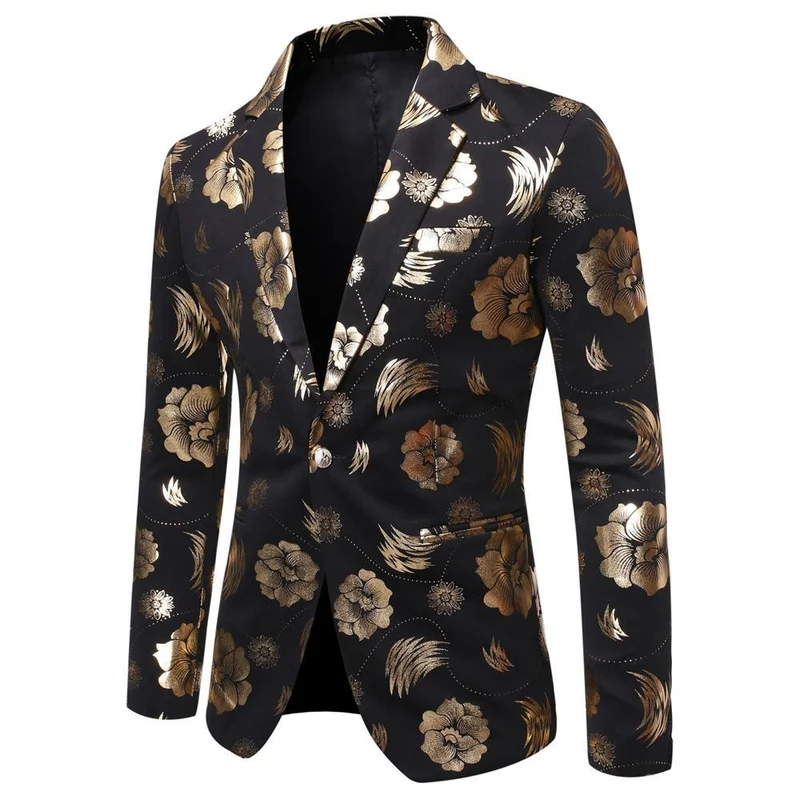 Herren Tailliertes Satin-Sakko mit Blumen-Jacquard und Schalkragen Nord Taschen