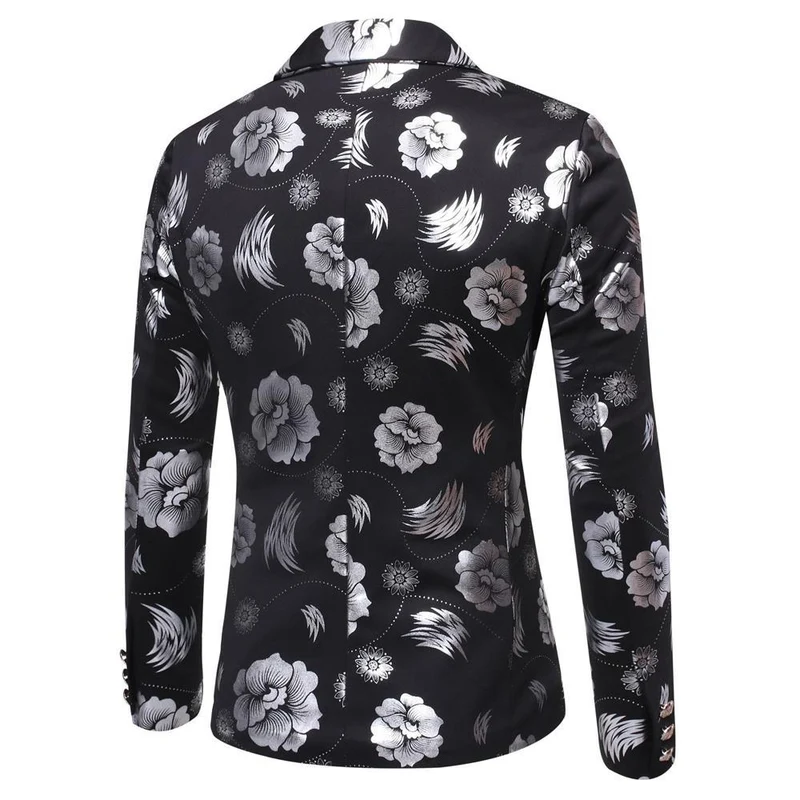 Herren Tailliertes Satin-Sakko mit Blumen-Jacquard und Schalkragen Nord Taschen