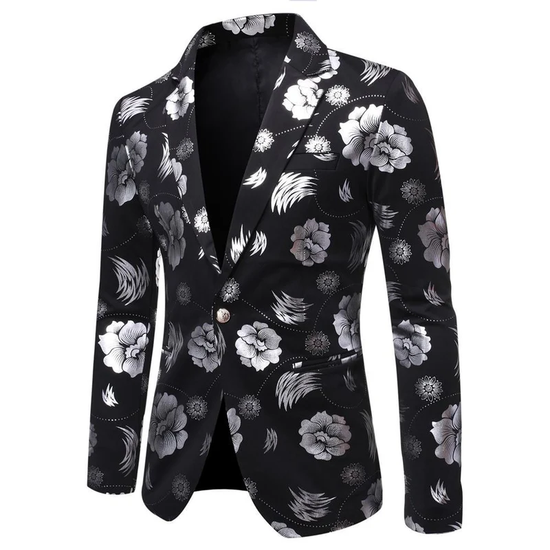 Herren Tailliertes Satin-Sakko mit Blumen-Jacquard und Schalkragen Nord Taschen