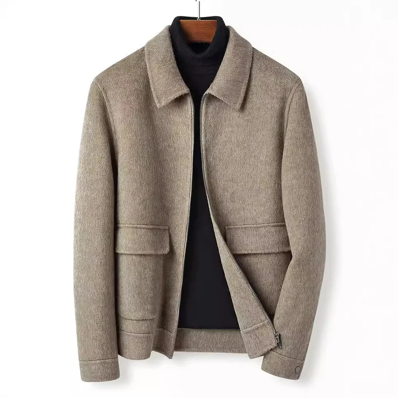 Herren Wollmix-Übergangsjacke mit Stehkragen, Reißverschluss und Pattentaschen Nord Taschen