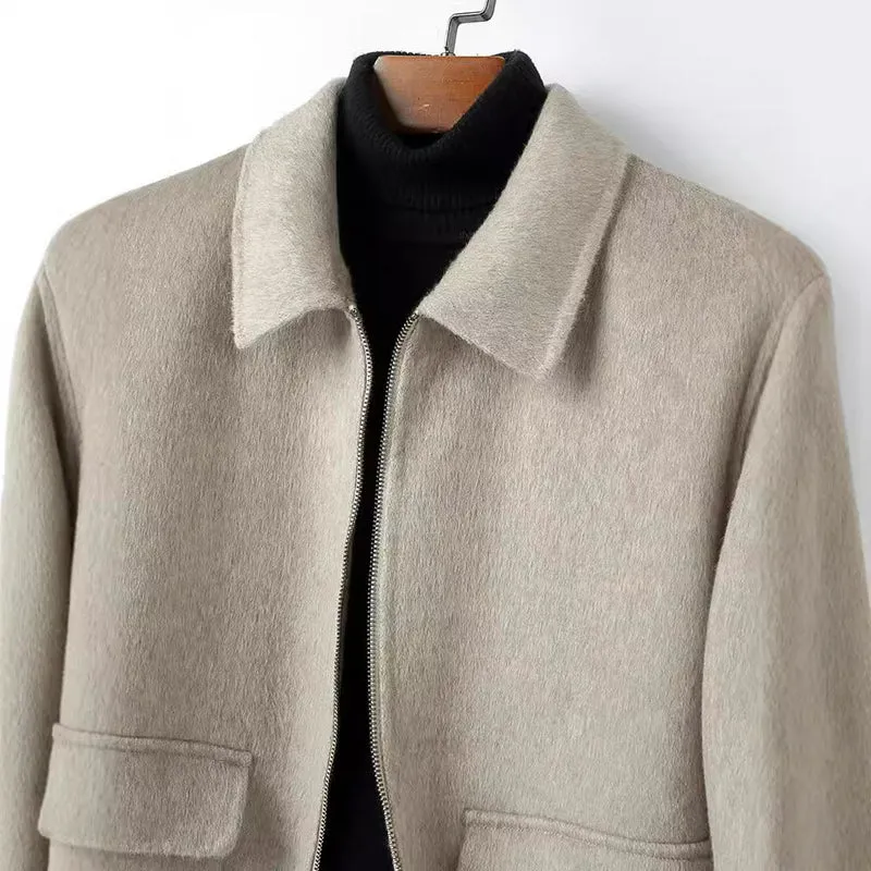 Herren Wollmix-Übergangsjacke mit Stehkragen, Reißverschluss und Pattentaschen Nord Taschen