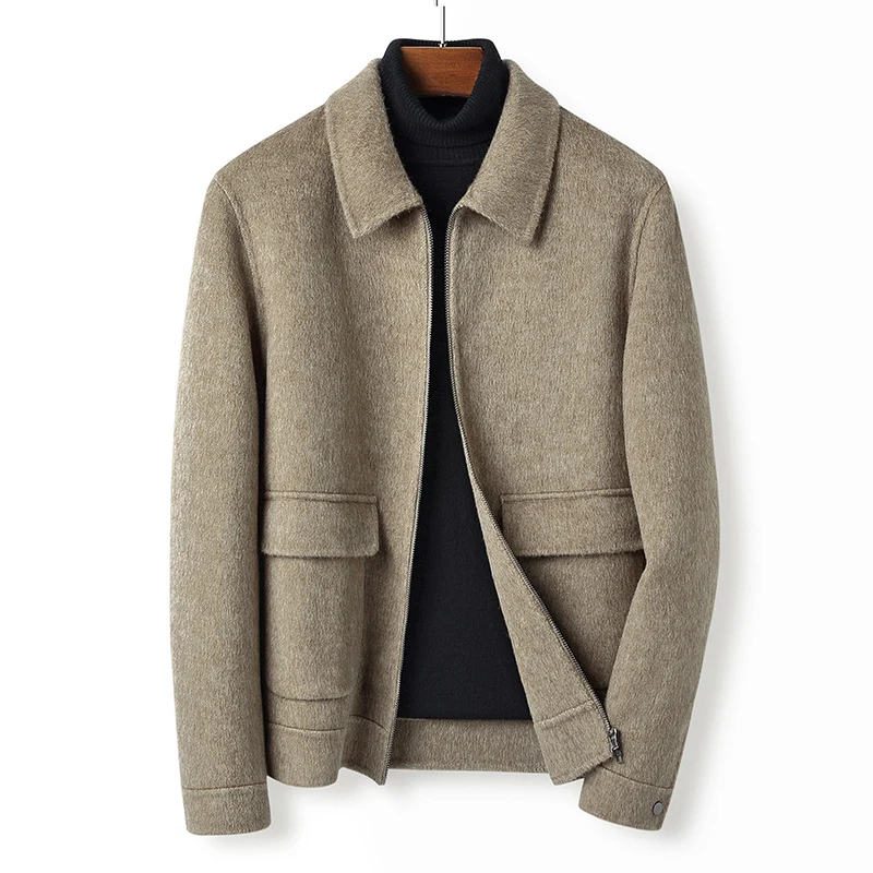 Herren Wollmix-Übergangsjacke mit Stehkragen, Reißverschluss und Pattentaschen Nord Taschen