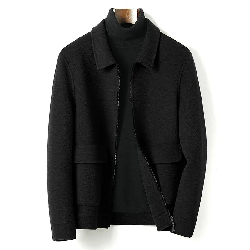 Herren Wollmix-Übergangsjacke mit Stehkragen, Reißverschluss und Pattentaschen Nord Taschen