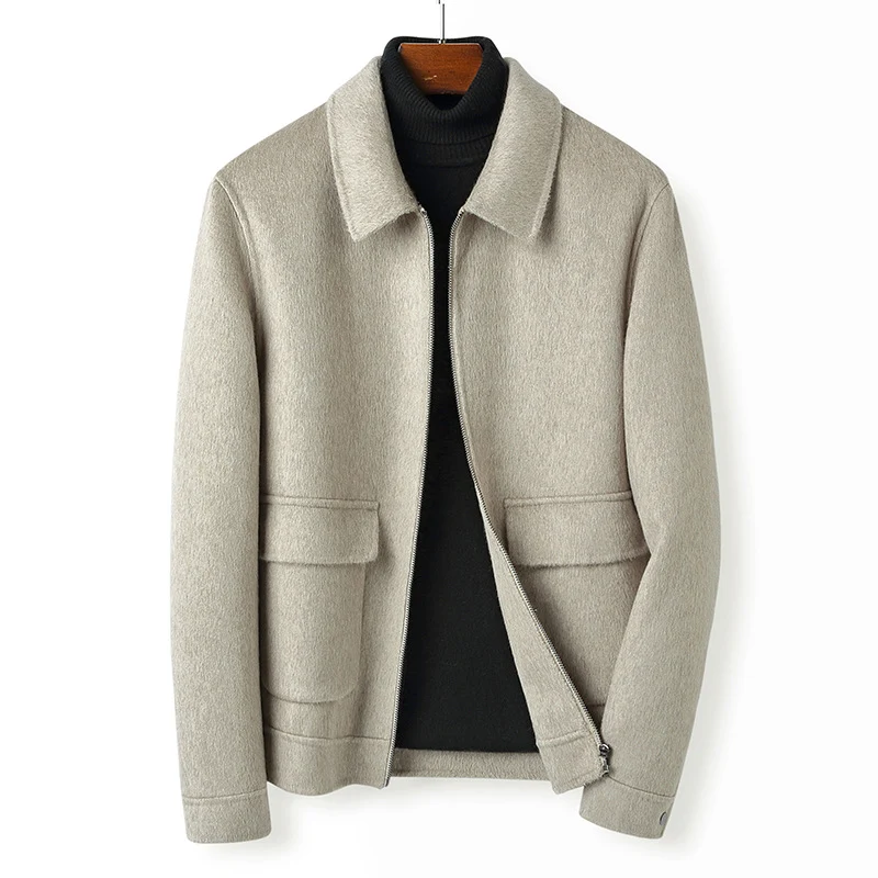 Herren Wollmix-Übergangsjacke mit Stehkragen, Reißverschluss und Pattentaschen Nord Taschen