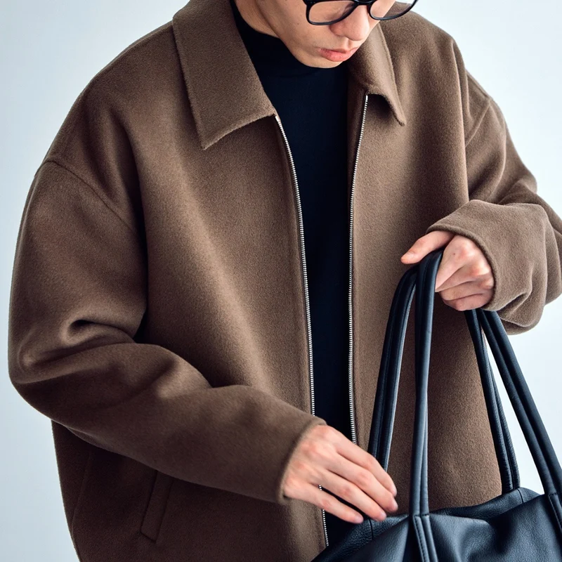 Herren Wolljacke mit Reißverschluss und weiter Passform Nord Taschen