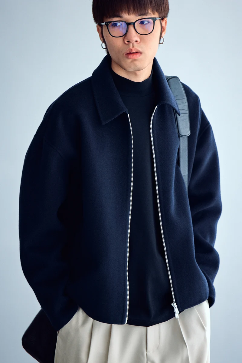 Herren Wolljacke mit Reißverschluss und weiter Passform Nord Taschen
