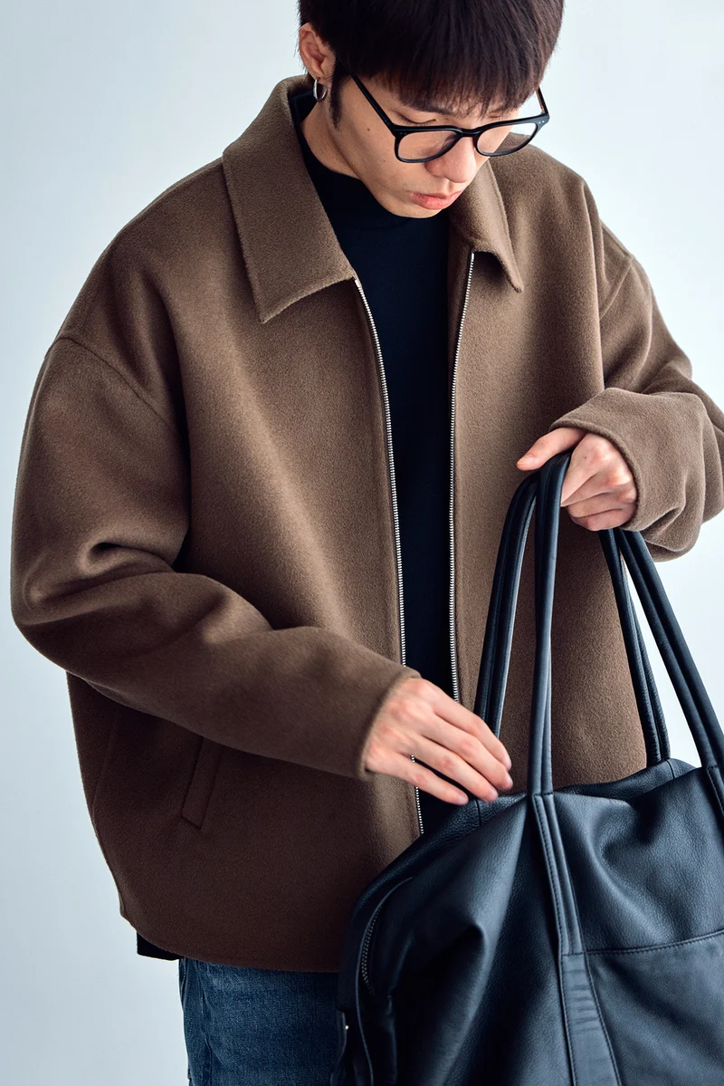 Herren Wolljacke mit Reißverschluss und weiter Passform Nord Taschen