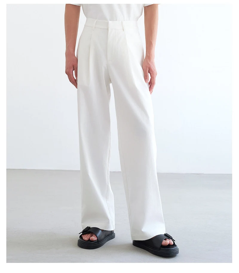 Herren weite hochtaillierte Bundfaltenhose aus Baumwollmix Nord Taschen