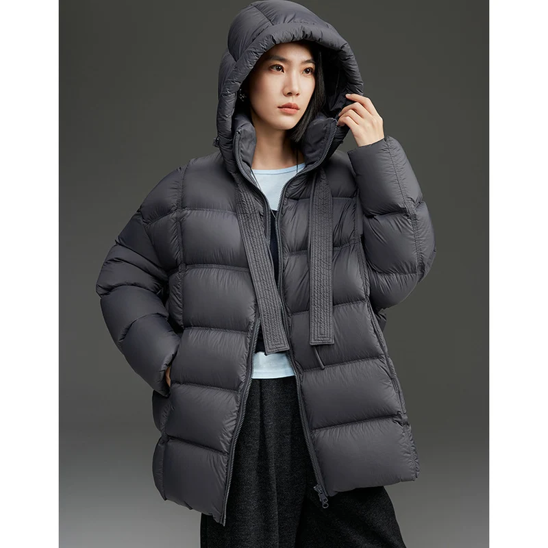 Damen Boxy-Steppjacke mit übergroßem Thermokragen und dekorativen Kordel-Details Nord Taschen
