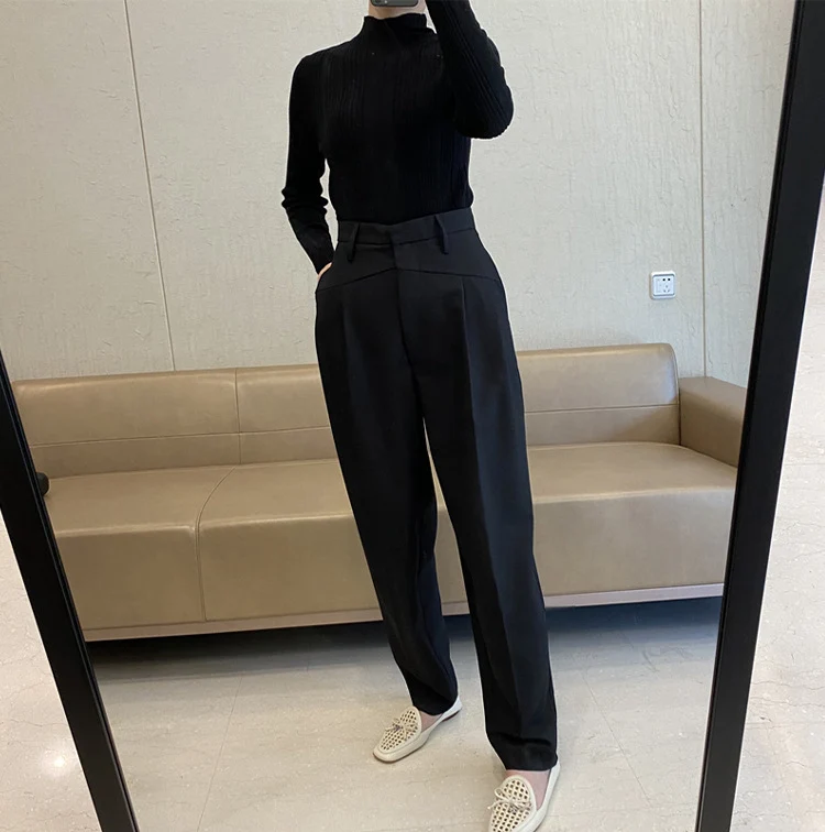 Damen Weit geschnittene High-Waist-Hose Nord Taschen