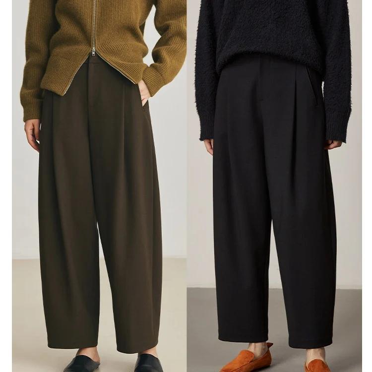 Damen Weit geschnittene High-Waist Anzughose Nord Taschen