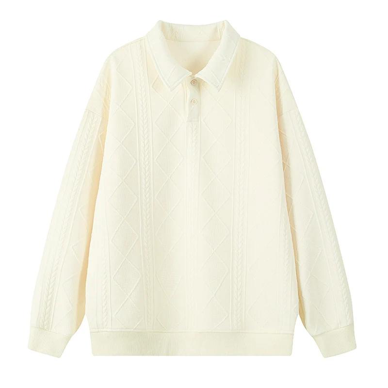 Herren Oversize-Polo-Strickpullover mit Rauten- und Zopfstruktur Nord Taschen