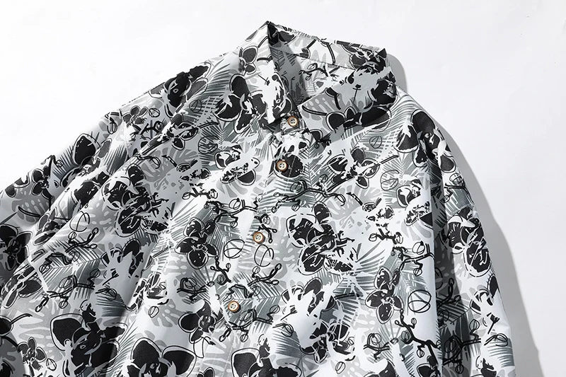 Herren Oversize-Knopfhemd mit grafischem Allover-Print und lockerem Relaxed-Schnitt Nord Taschen