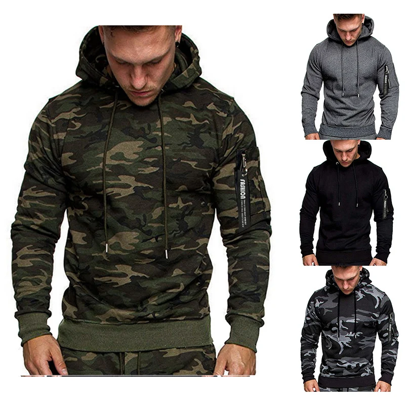 Herren Slim-Fit Kapuzenpullover mit Ärmeltasche und Reißverschluss-Detail Nord Taschen