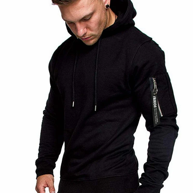 Herren Slim-Fit Kapuzenpullover mit Ärmeltasche und Reißverschluss-Detail Nord Taschen