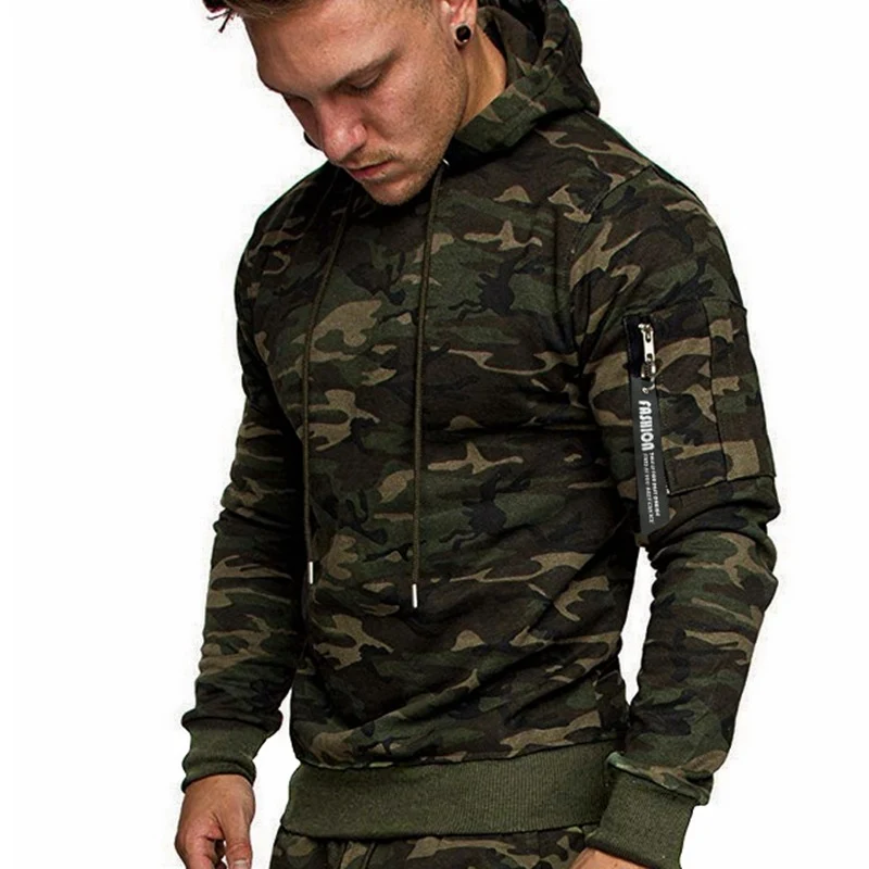 Herren Slim-Fit Kapuzenpullover mit Ärmeltasche und Reißverschluss-Detail Nord Taschen