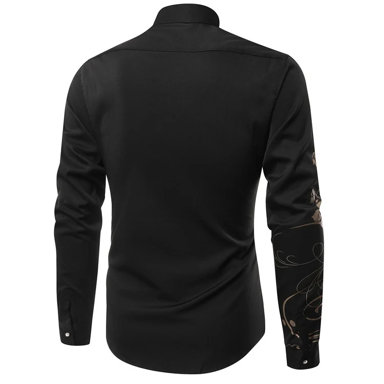 Herren Slim-Fit Hemd mit floralem Allover-Print, Langarm und Stretch-Baumwollmix Nord Taschen