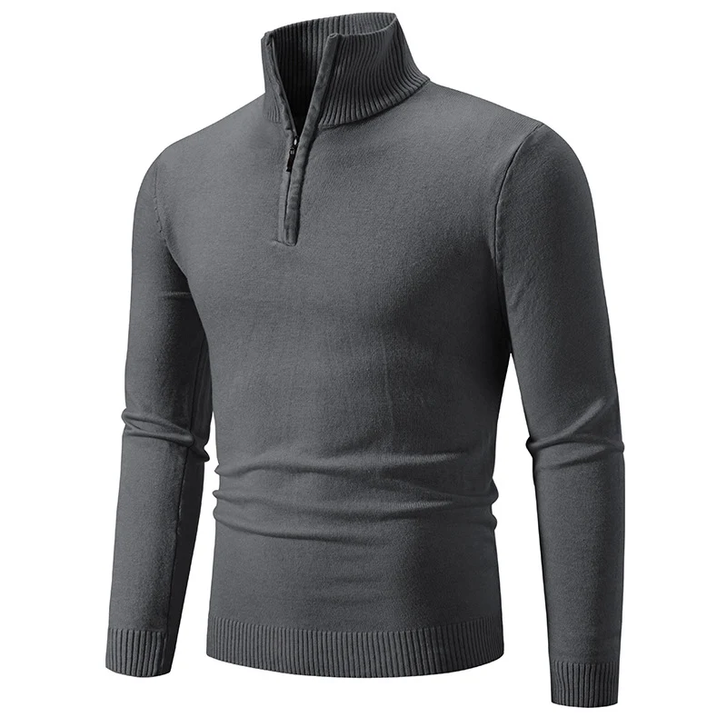 Herren Slim-Fit Halbzip-Mockneck Feinstrickpullover mit geripptem Kragen Nord Taschen