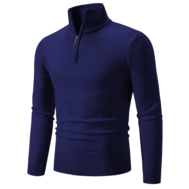 Herren Slim-Fit Halbzip-Mockneck Feinstrickpullover mit geripptem Kragen Nord Taschen