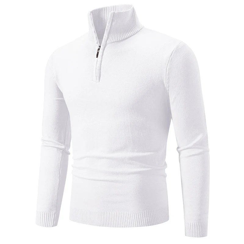 Herren Slim-Fit Halbzip-Mockneck Feinstrickpullover mit geripptem Kragen Nord Taschen