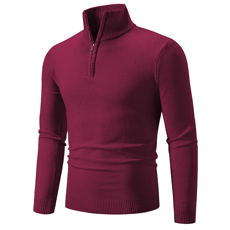 Herren Slim-Fit Halbzip-Mockneck Feinstrickpullover mit geripptem Kragen Nord Taschen