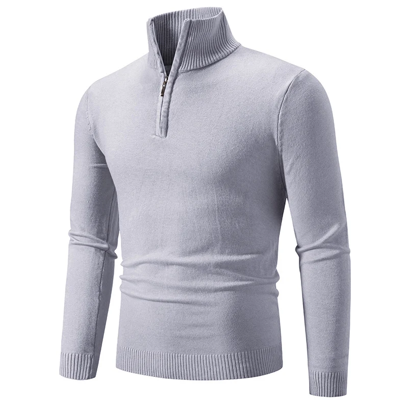 Herren Slim-Fit Halbzip-Mockneck Feinstrickpullover mit geripptem Kragen Nord Taschen