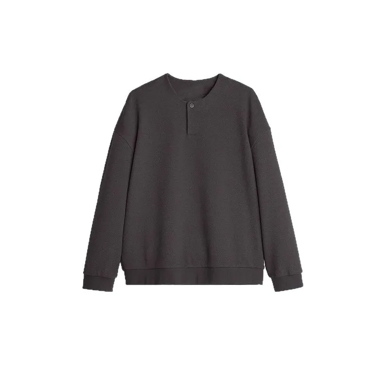 Herren Strukturierter Oversize-Strickpullover mit Henley-Knopfleiste Nord Taschen