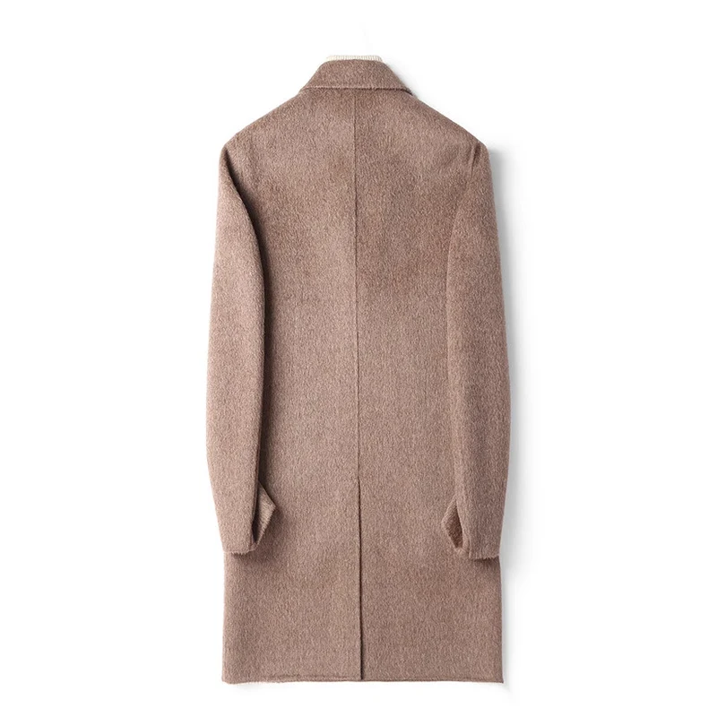 Herren Strukturierter Longcoat aus Wollmix mit fallendem Revers und Ein-Knopf-Verschluss Nord Taschen