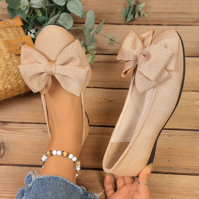 Damen Ballerinas mit XL-Schleifen-Applikation und glänzender Oberflächenstruktur - Vittorelli