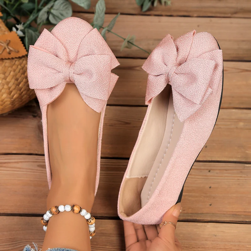Damen Ballerinas mit XL-Schleifen-Applikation und glänzender Oberflächenstruktur - Vittorelli
